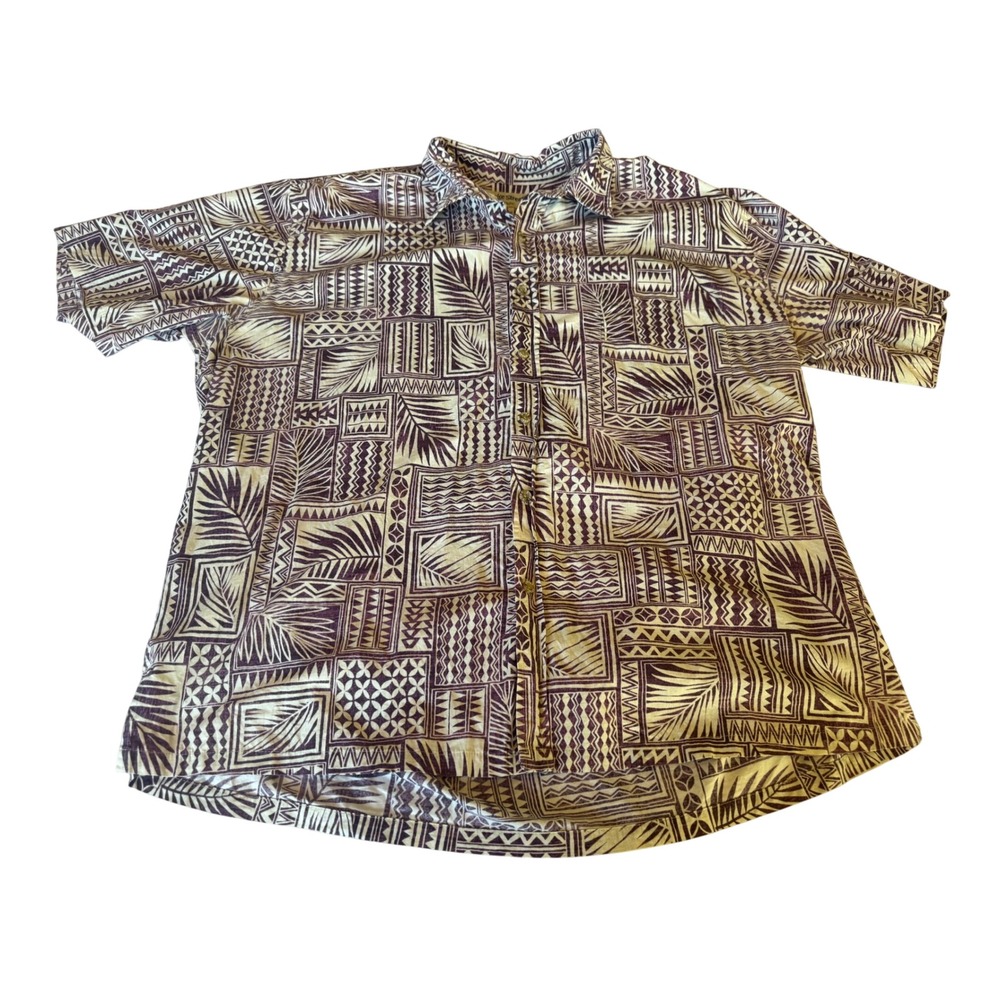 Cooke Street Honolulu Mens 2XL Hawaiian Aloha Shirt Purple Geometric Resortwear